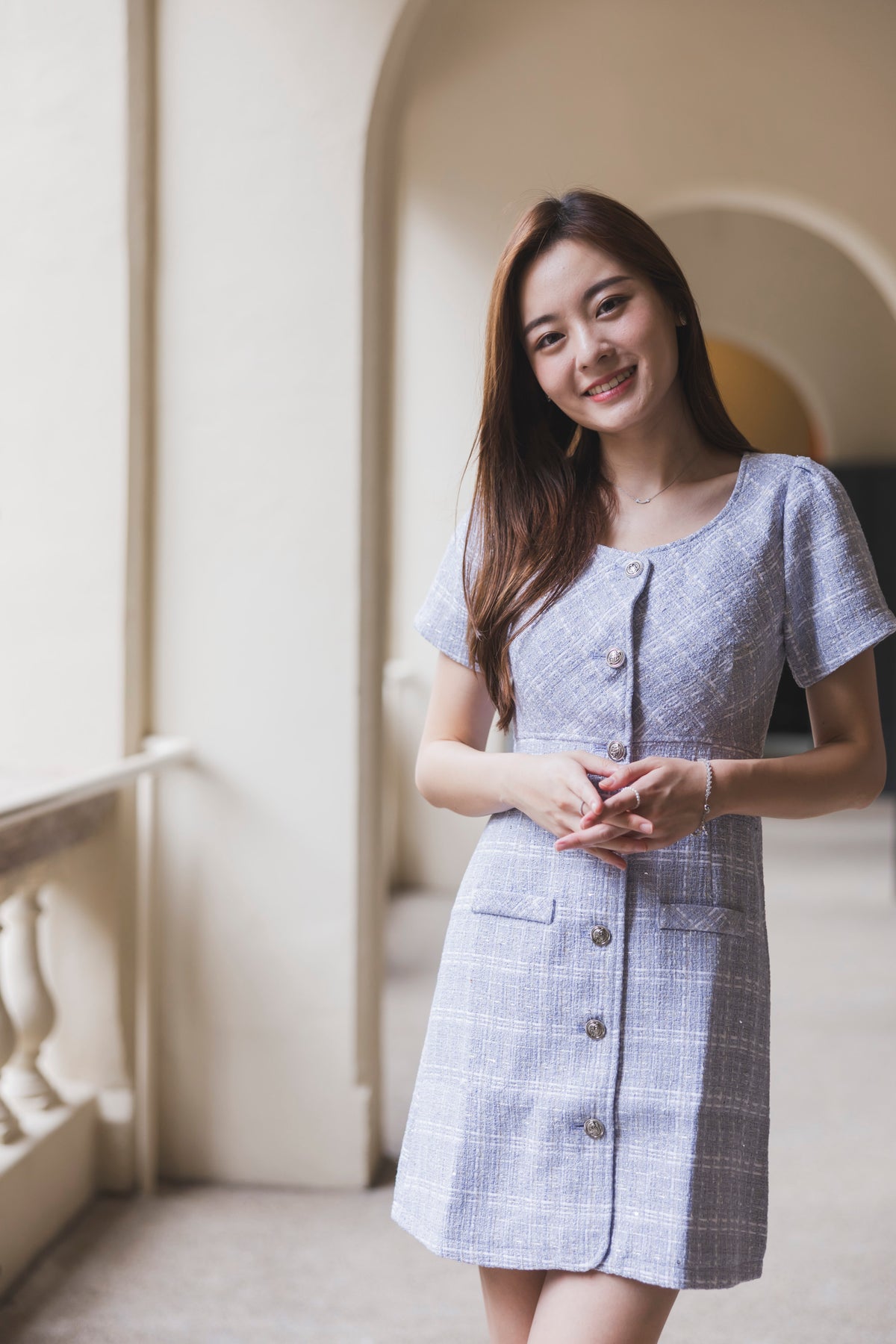 Anabella Blue Tweed Dress